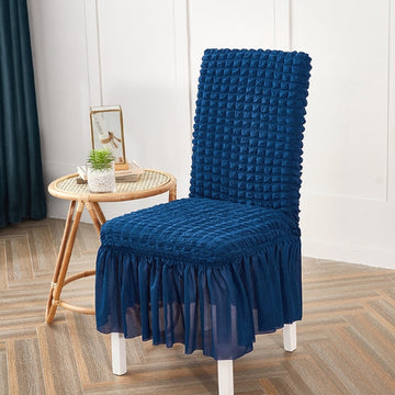 Ruffled Bubble Fitted Chair Covers- Blue