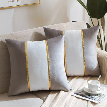 Pack Of 2 Decorative Luxury Velvet Cushion Covers-Grey