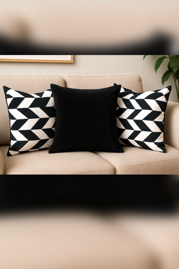 Pack Of 3 Filled Printed Velvet Cushions