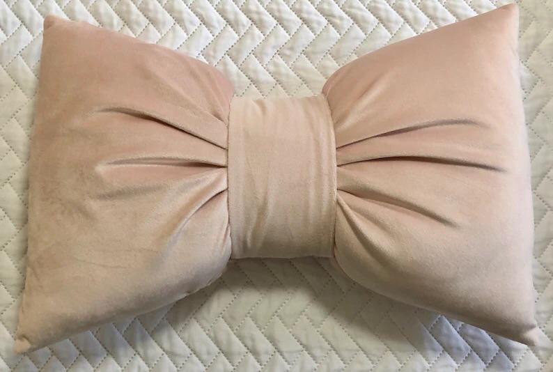 Velvet Decorative Filled Bow Pillow 12*20 Inches