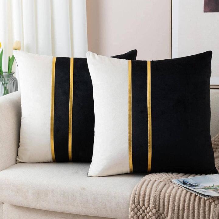Pack of 2 Decoartive Velvet Cushion Covers- Black