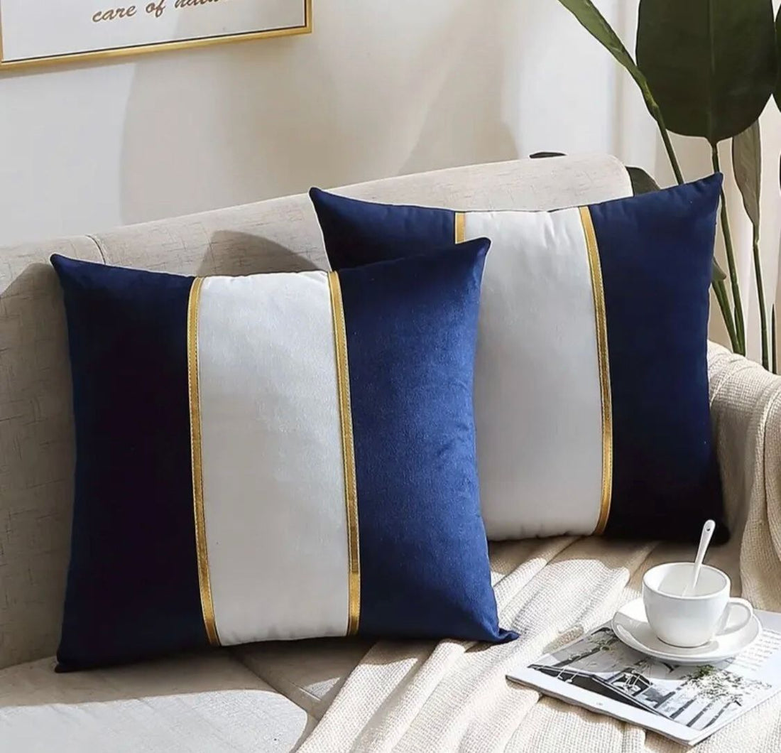 Pack of 2 Decorative Luxury Velvet Fancy Cushion Covers-Blue