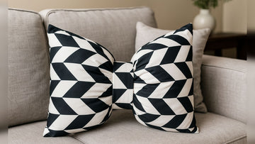Printed Velvet Decorative Filled Bow Pillow 12*20 Inches