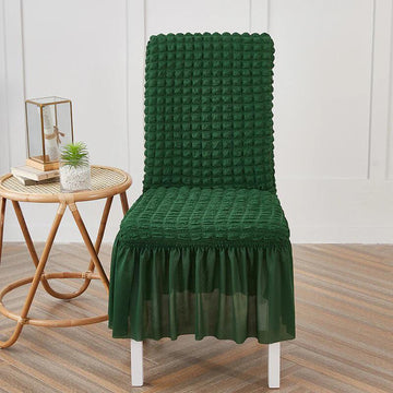 Ruffled Bubble Fitted Chair Covers-Green