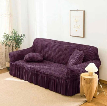 Ruffled Bubble Turkish Style Sofa Covers- Purple