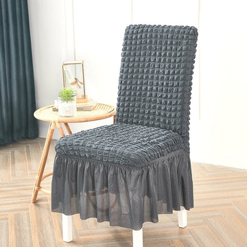 Ruffled Bubble Fitted Chair Covers- Grey