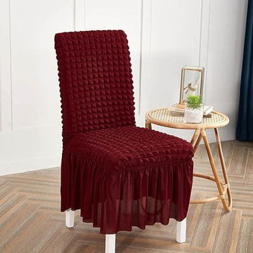 Ruffled Bubble Fitted Chair Covers- Maroon