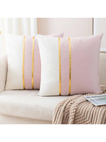 Pack of 2 Decorative Velvet Cushion Covers- Pink