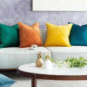 Soft Velvet Pleated Decorative Filled Cushion
