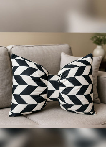 Printed Velvet Decorative Filled Bow Pillow 12*20 Inches