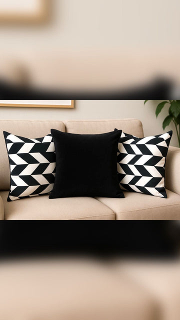 Pack Of 3 Filled Printed Velvet Cushions