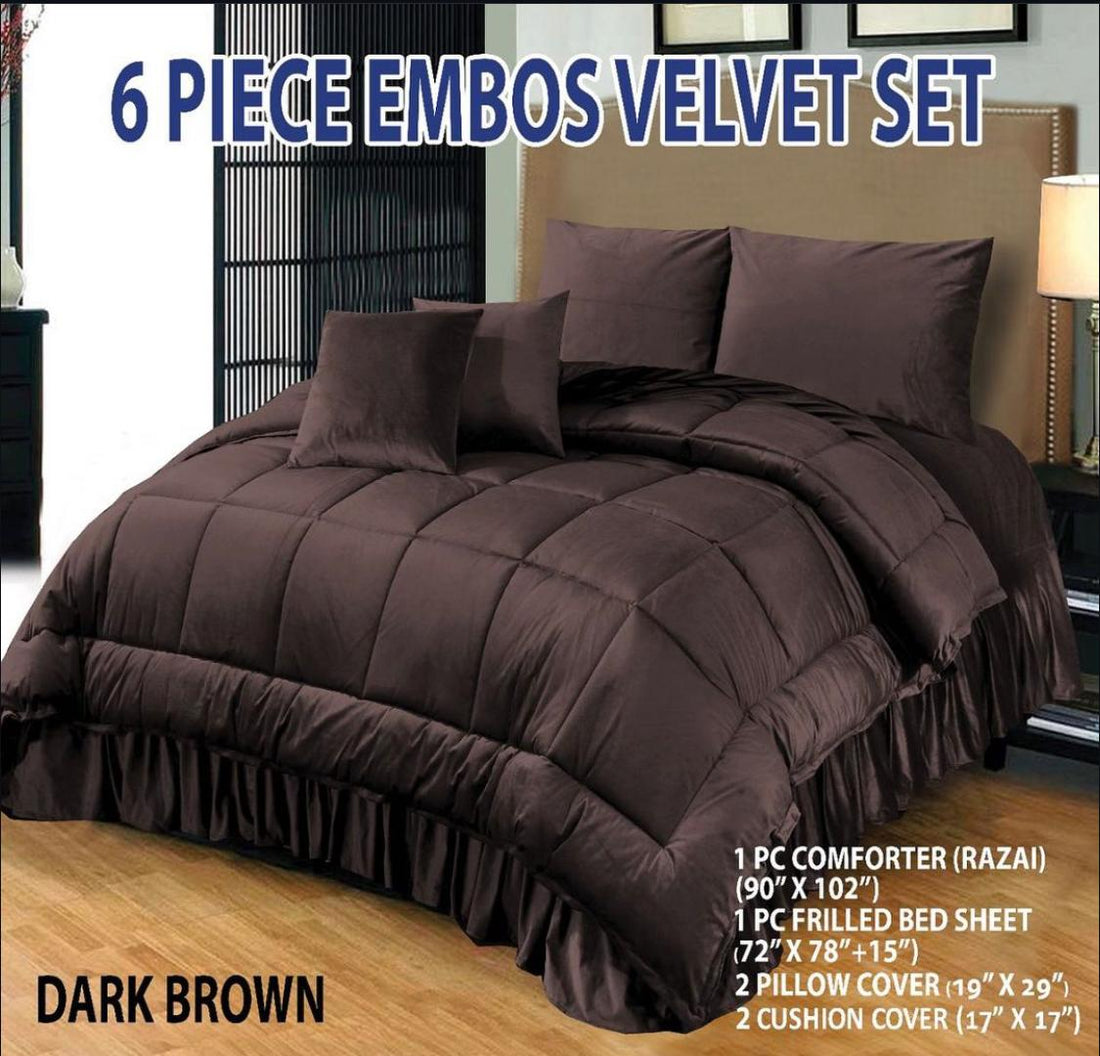Embossed Velvet Winter Bridal Duvet (Razai) Set-6 Piece