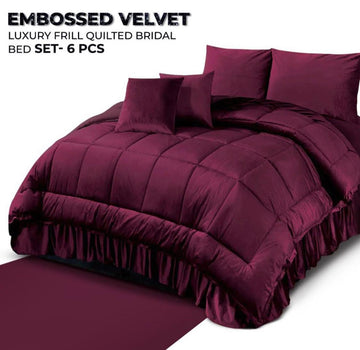 Embossed Velvet Winter Bridal Duvet (Razai) Set-6 Piece