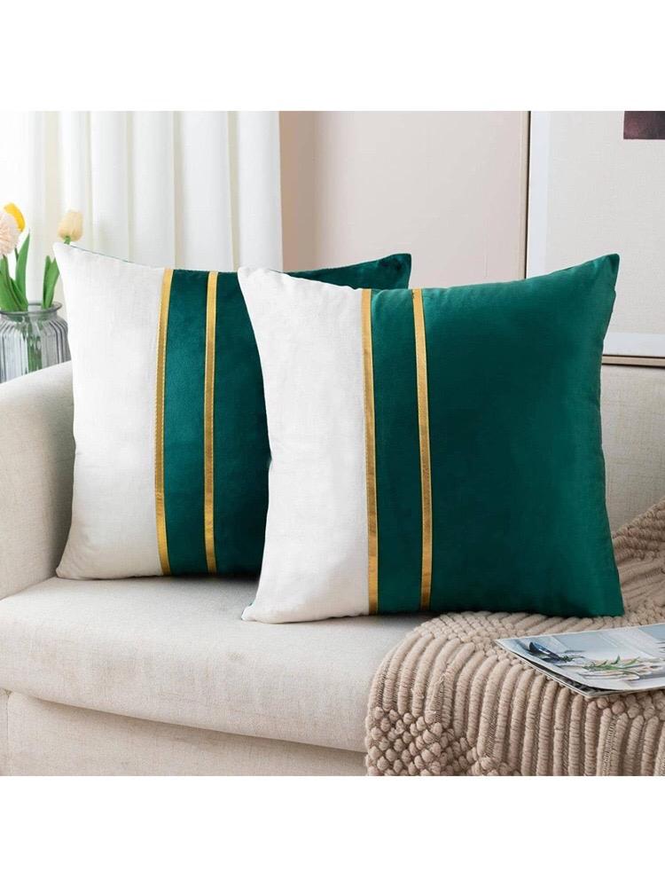 Pack Of 2 Decorative Velevt Cushion Covers-Green