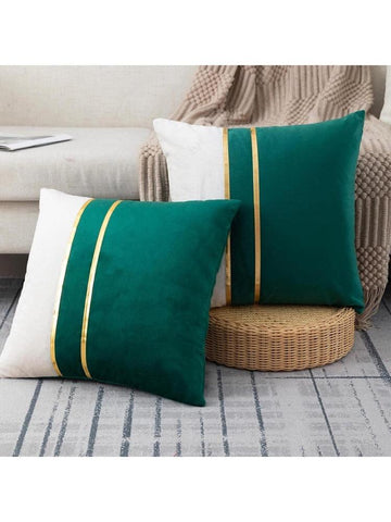 Pack Of 2 Decorative Velevt Cushion Covers-Green
