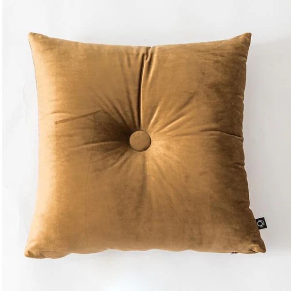 Button Velvet Square and Lumbar Filled Cushion Pillow- Golden
