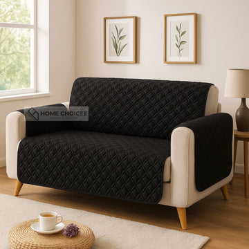 Ultrasonic 100% Cotton Quilted Sofa Covers- Black