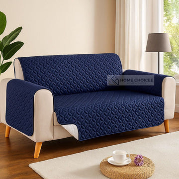 Ultrasonic 100% Cotton Quilted Sofa Cover- Blue