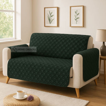 Ultrasonic 100% Cotton Quilted Sofa Covers- Green