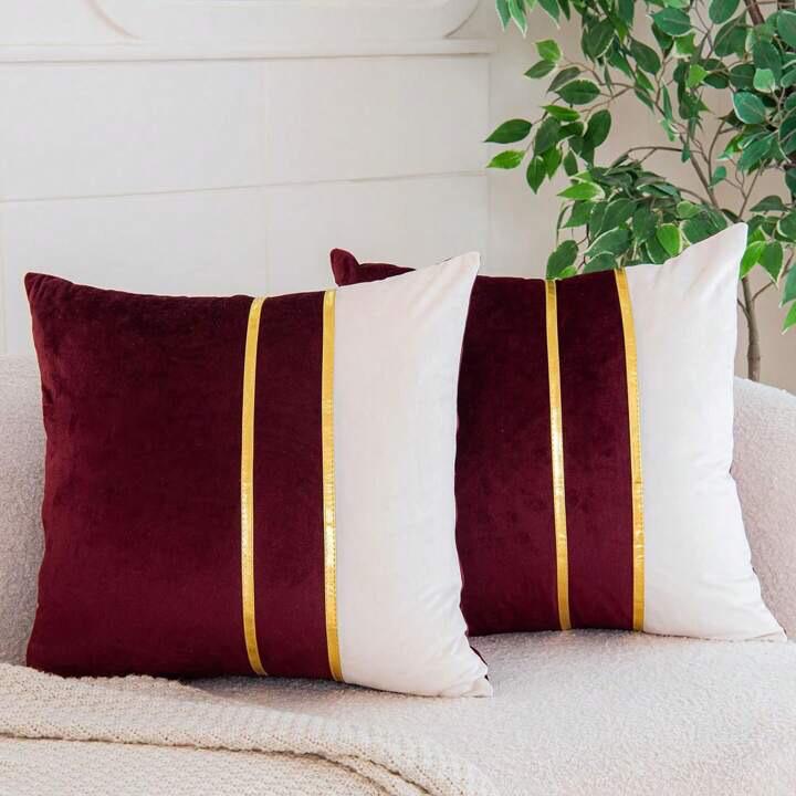 Pack Of 2 Decorative Velvet Cushion Covers- Maroon