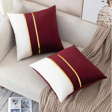 Pack Of 2 Decorative Velvet Cushion Covers- Maroon