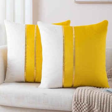 Pack Of 2 Decorative Velvet Cushion Covers- Yellow