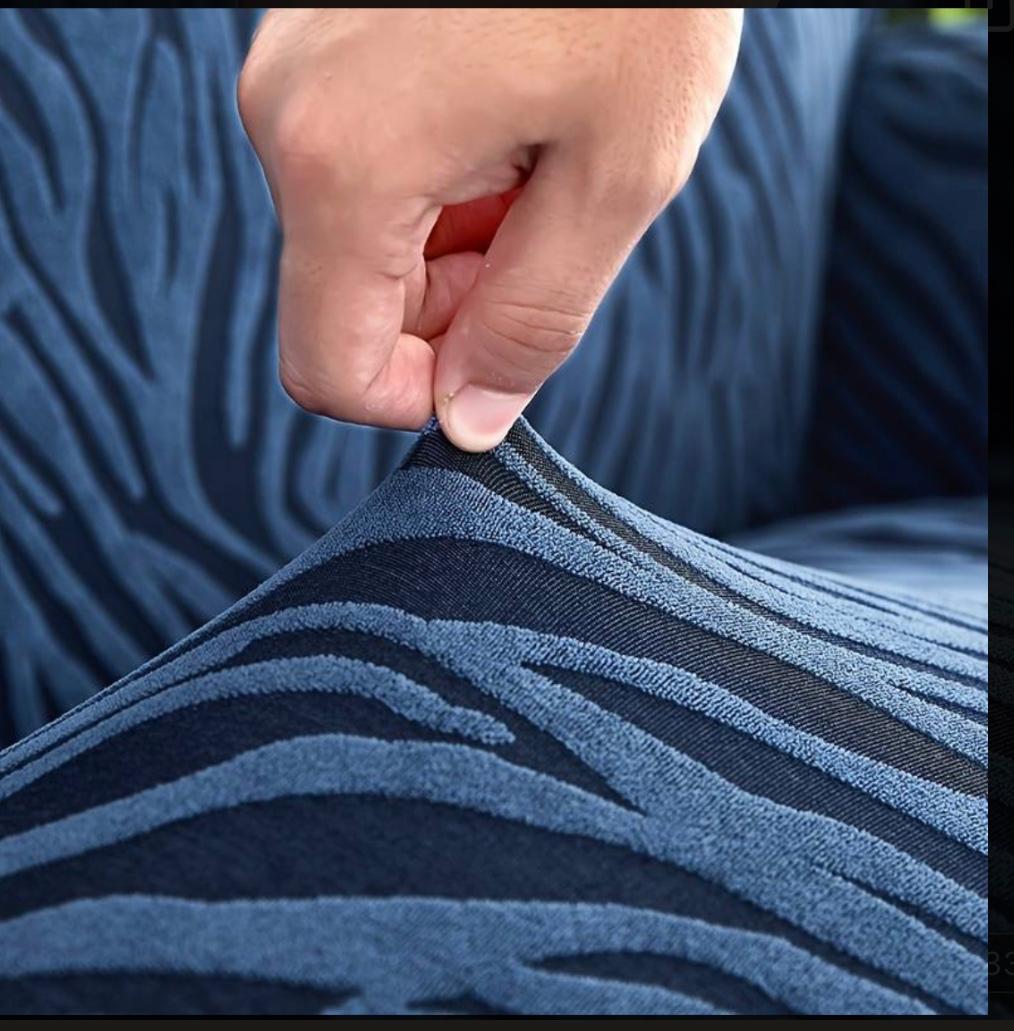 Embossed Zebra Velvet Chair Covers- Blue