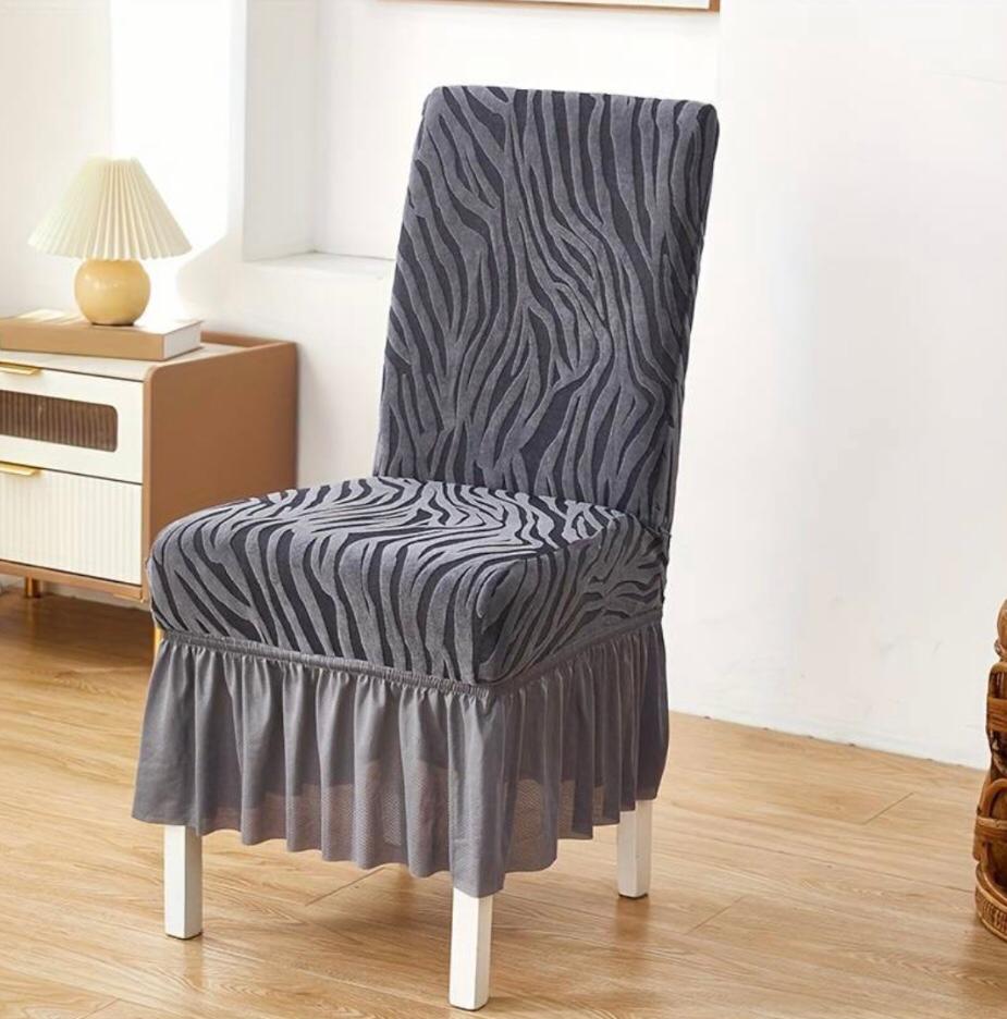 Embossed Zebra Velvet Chair Covers- Grey