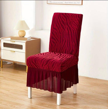 Embossed Zebra Velvet Chair Covers- Maroon