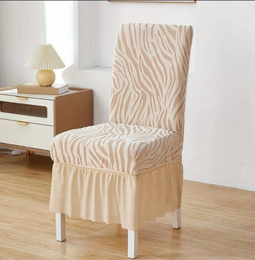 Embossed Zebra Velvet Chair Covers- beige