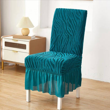 Embossed Zebra Velvet Chair Covers- Zinc