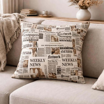 Premium Decorative printed Velvet Cushion Covers-NewsPaper printed design
