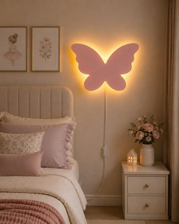 Butterfly Wooden LED Wall Light – Cute Nursery & Kids Room Decor