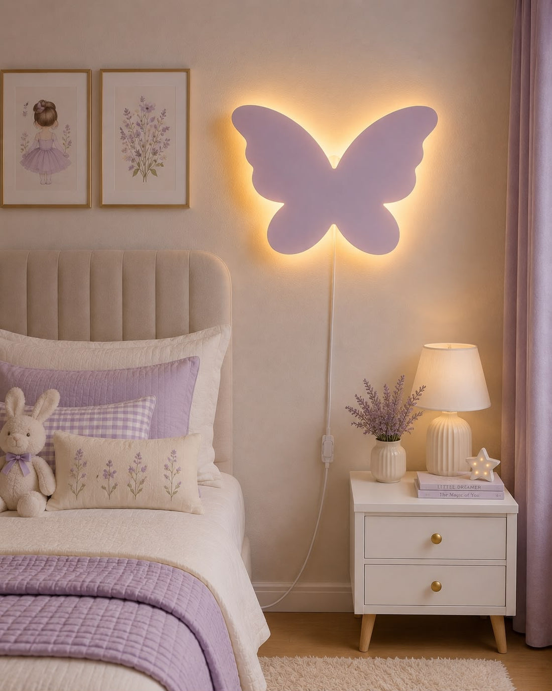 Butterfly Wooden LED Wall Light – Cute Nursery & Kids Room Decor