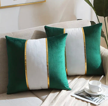 Pack Of 2 Decorative Luxury Velvet Cushion Covers-Green