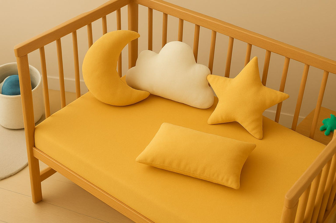 5-Piece Baby Crib Set- Velvet Fitted Sheet+ 4 Plush Cushions Filled