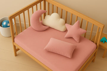 5-Piece Baby Crib Set- Velvet Fitted Sheet+ 4 Plush Cushions Filled