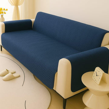 Ultrasonic 100% Cotton Quilted Sofa Cover- Blue