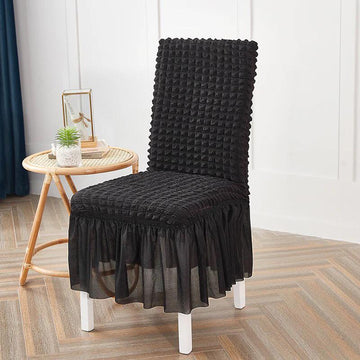 Ruffled Bubble Fitted Chair Covers- Black