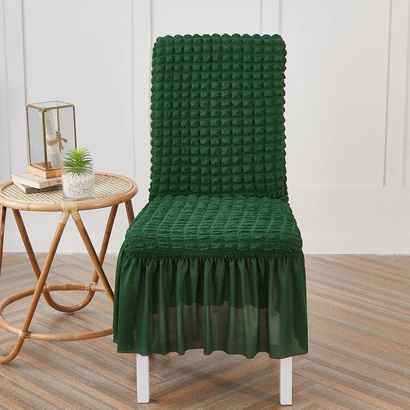 Ruffled Bubble Fitted Chair Covers-Green