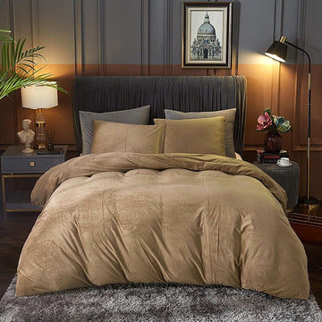 Velvet Duvet Cover Set- Golden
