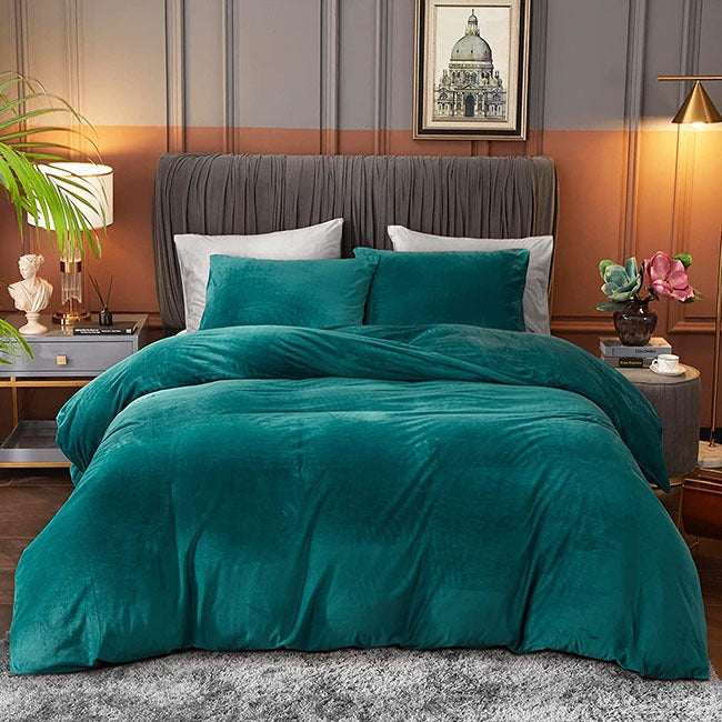 Velvet Duvet Cover Set- Zinc