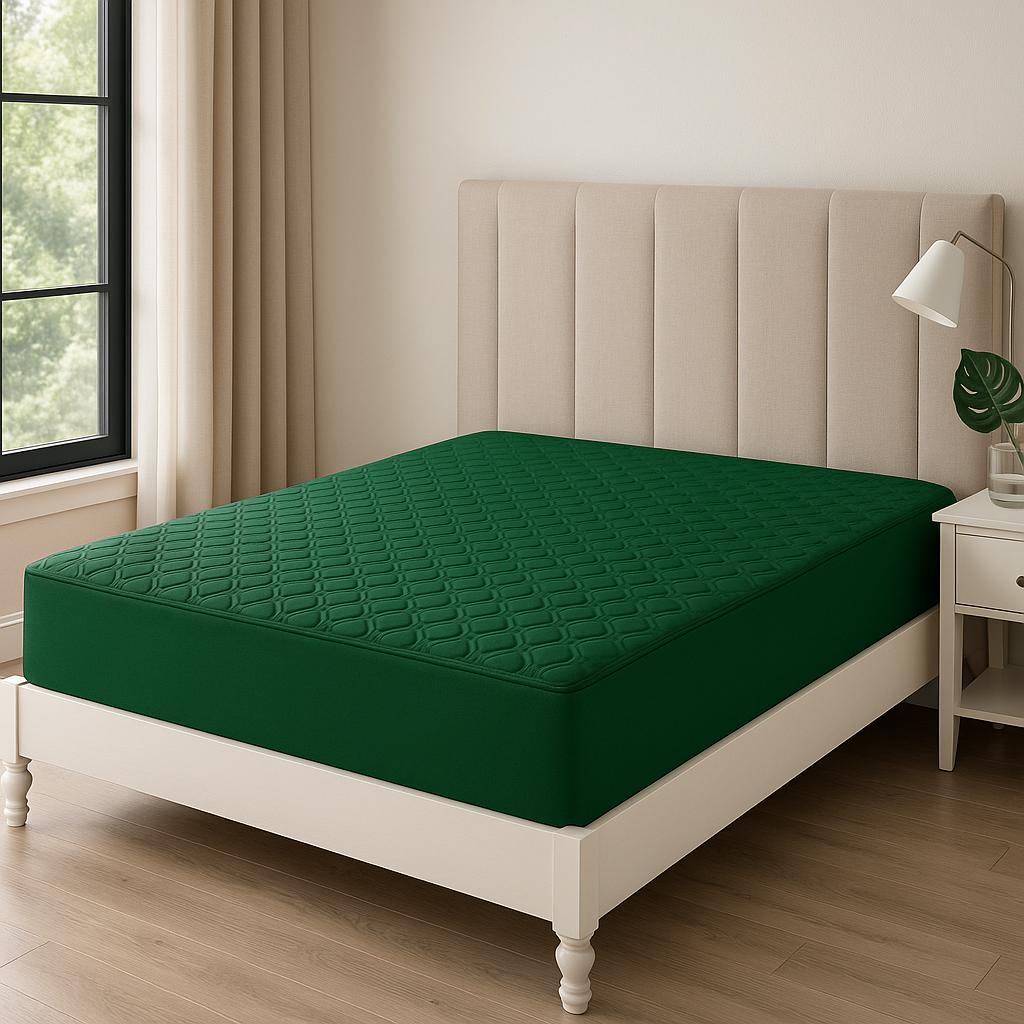Ultrasonic Cotton Quilted Fitted Waterproof Mattress Protector-Double Bed