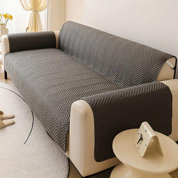 Ultrasonic 100% Cotton Quilted Sofa Cover- Grey