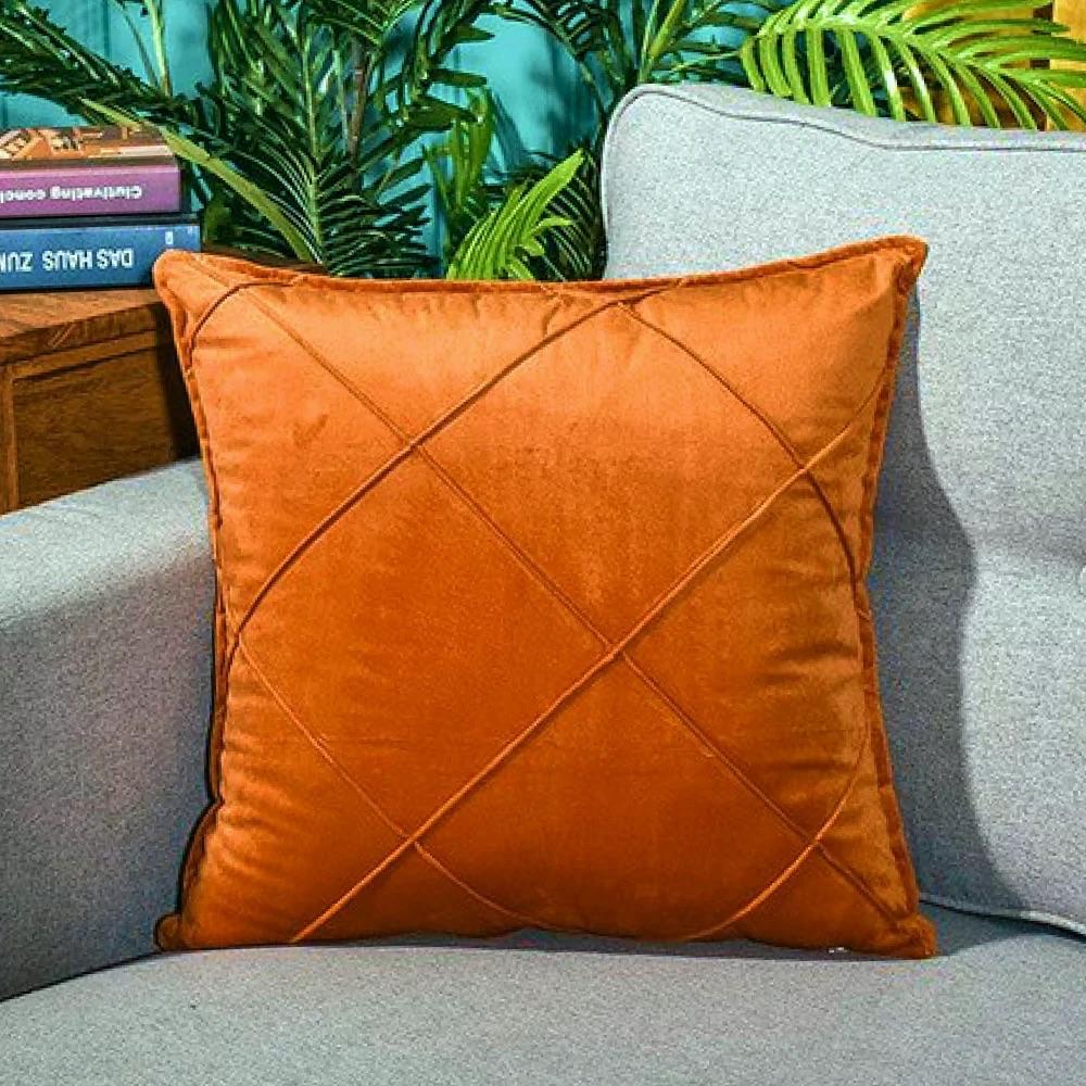 Soft Velvet Pleated Decorative Filled Cushion