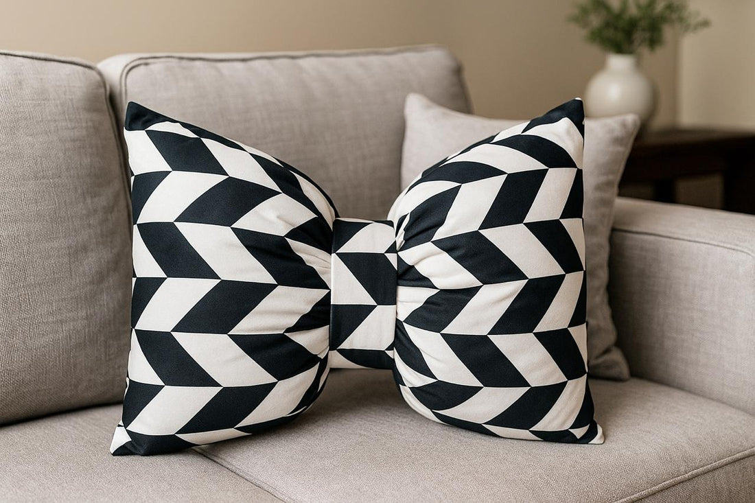 Printed Velvet Decorative Filled Bow Pillow 12*20 Inches